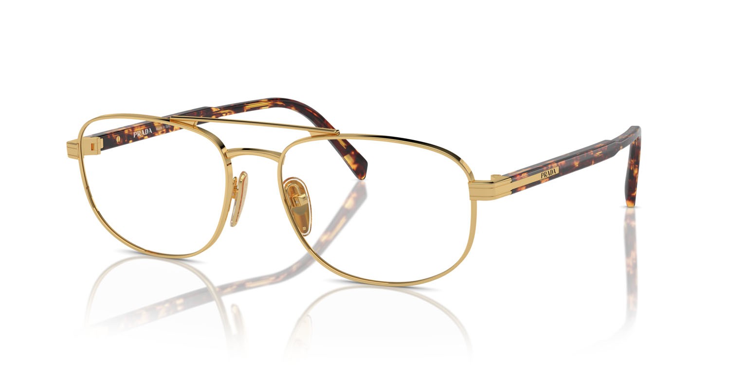 Eyeglasses Prada PR A56V (5AK1O1) color oro shape oval lenses lente demo