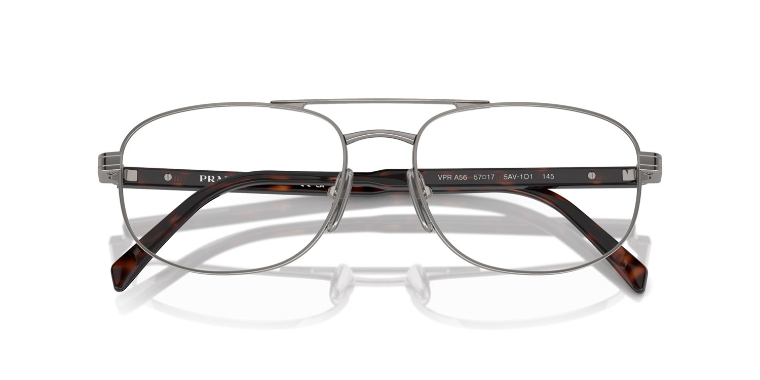 Eyeglasses Prada PR A56V (5AV1O1) color gunmetal shape oval lenses lente demo