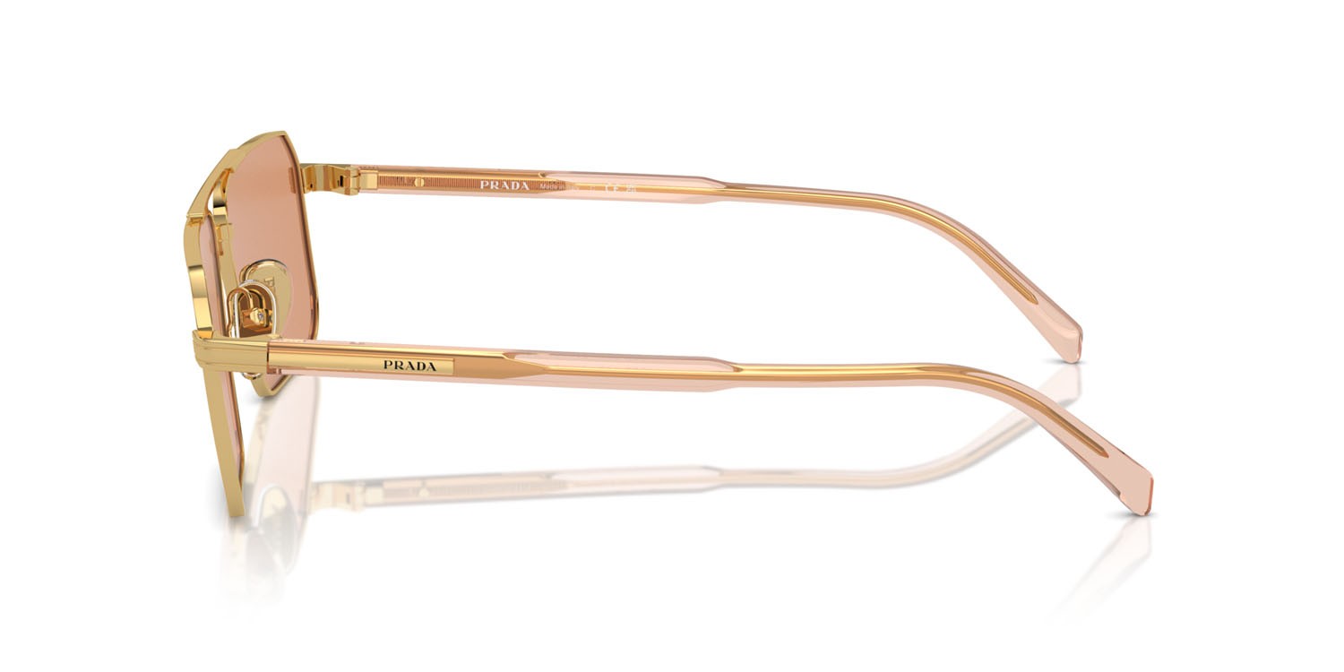 Occhiali da sole Prada PR A57S (5AK07V) colore oro forma rettangolare lenti arancione