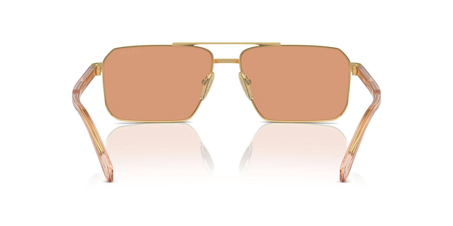 Occhiali da sole Prada PR A57S (5AK07V) colore oro forma rettangolare lenti arancione
