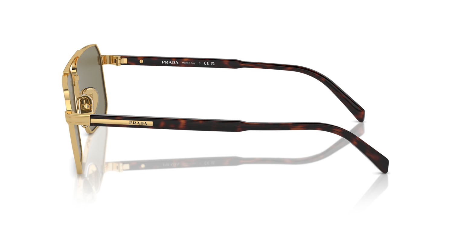 Occhiali da sole Prada PR A57S (5AK90F) colore oro forma rettangolare lenti marrone chiaro