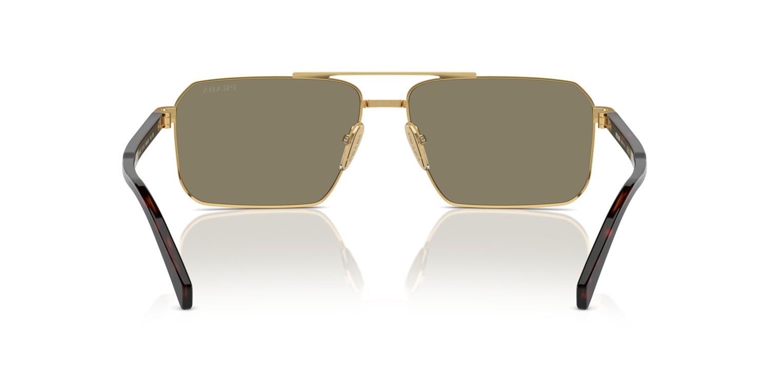 Occhiali da sole Prada PR A57S (5AK90F) colore oro forma rettangolare lenti marrone chiaro