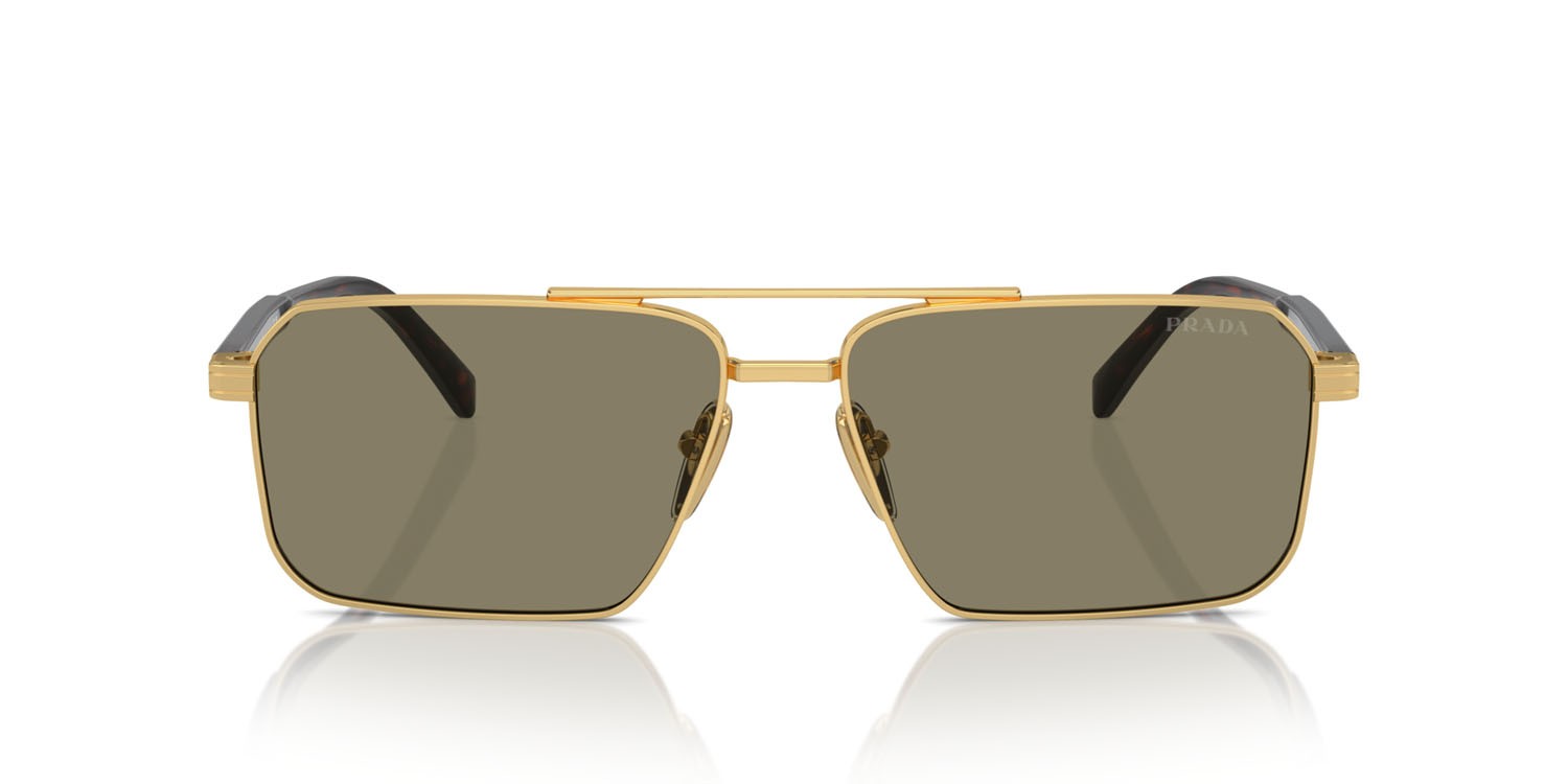 Occhiali da sole Prada PR A57S (5AK90F) colore oro forma rettangolare lenti marrone chiaro