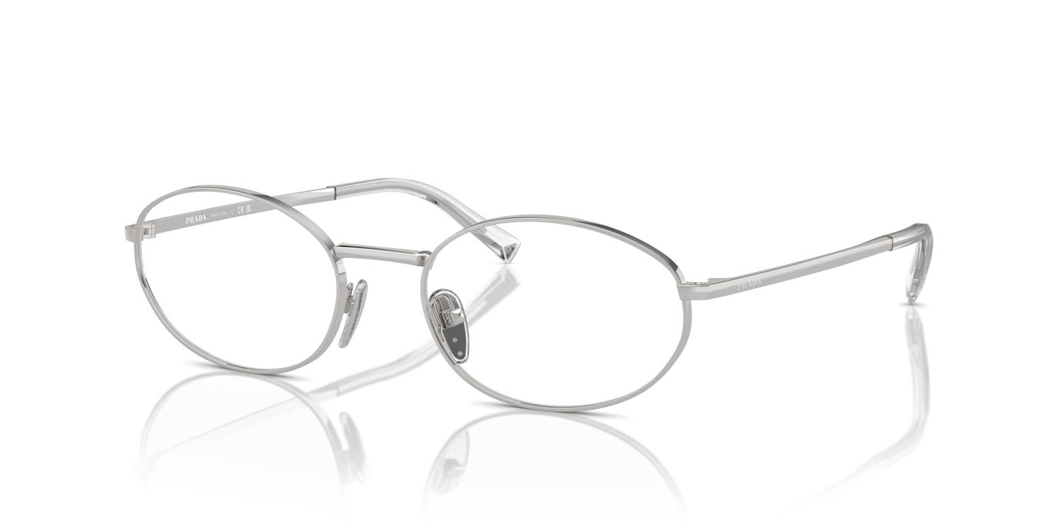 Eyeglasses Prada PR A57V (1BC1O1) color argento shape oval lenses lente demo