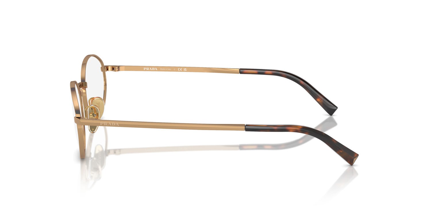 Eyeglasses Prada PR A57V (7OE1O1) color ottone shape oval lenses lente demo
