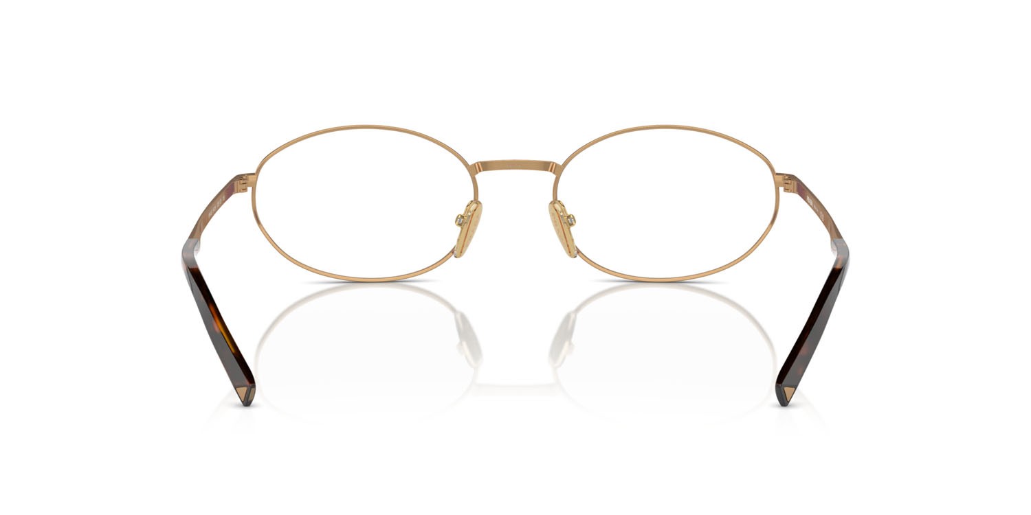 Eyeglasses Prada PR A57V (7OE1O1) color ottone shape oval lenses lente demo