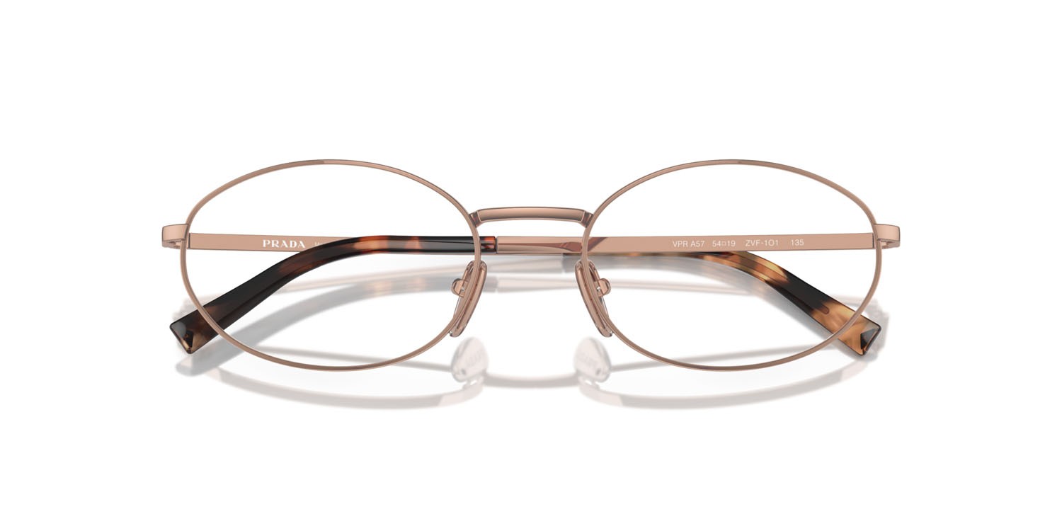 Eyeglasses Prada PR A57V (ZVF1O1) color oro rose shape oval lenses lente demo