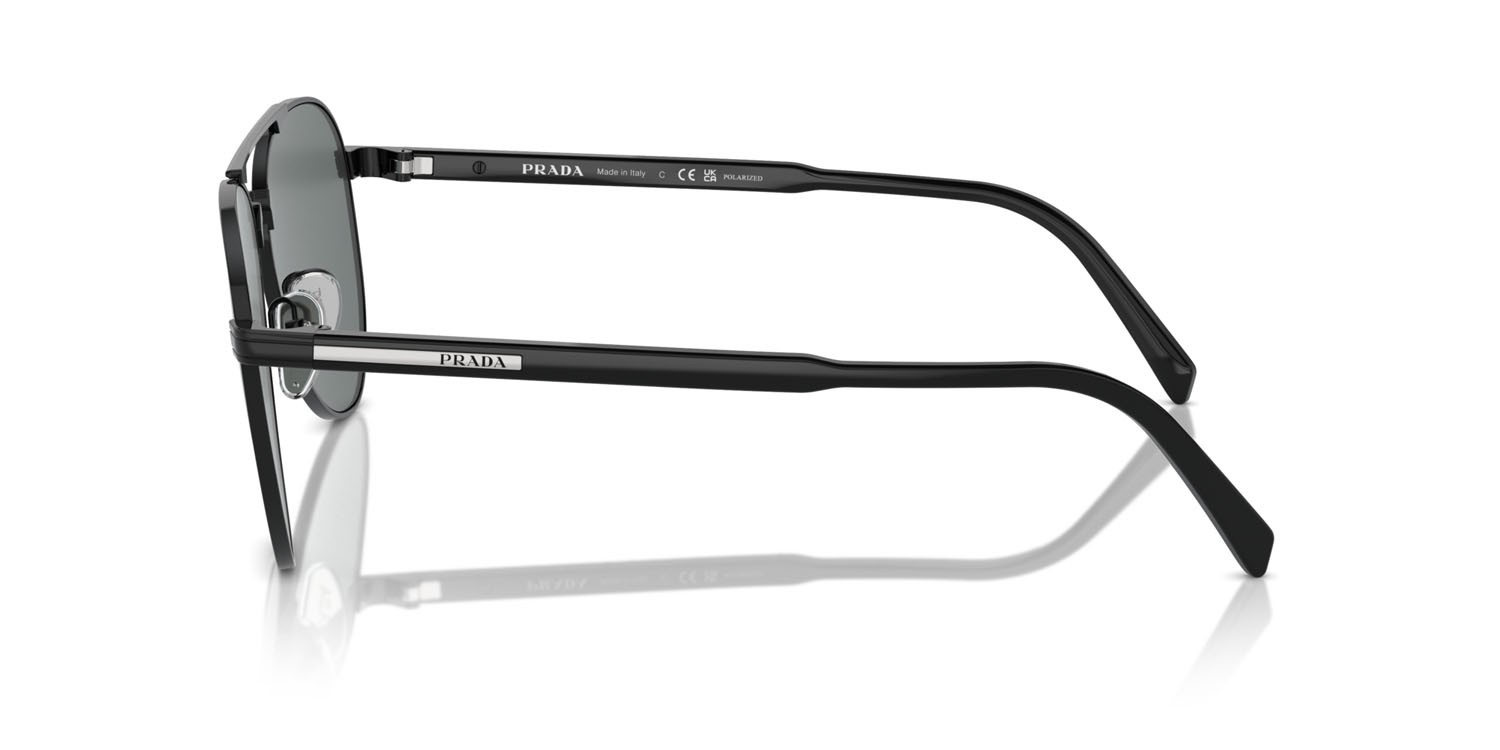 Sunglasses Prada PR A58S (1AB5Z1) color nero shape aviator lenses polar grigio scuro