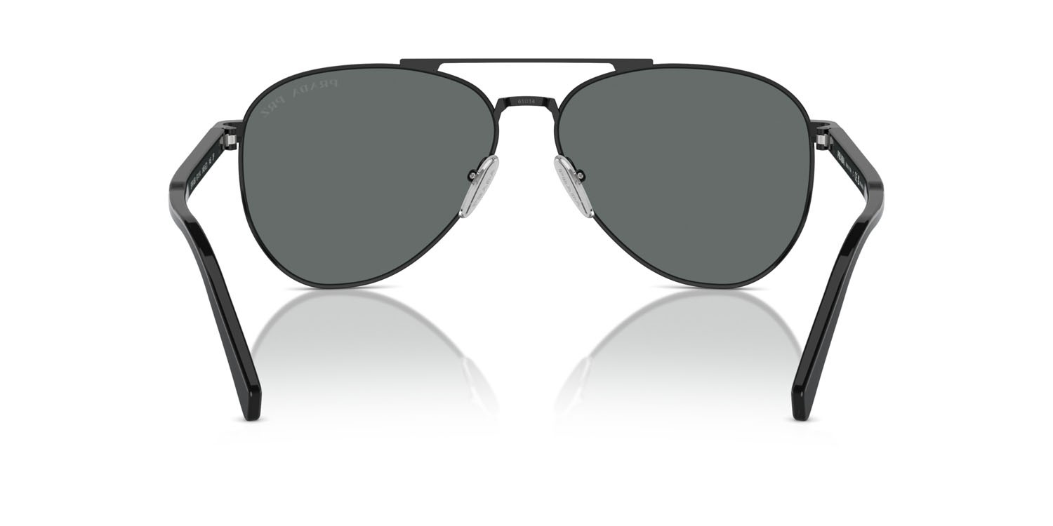 Sunglasses Prada PR A58S (1AB5Z1) color nero shape aviator lenses polar grigio scuro