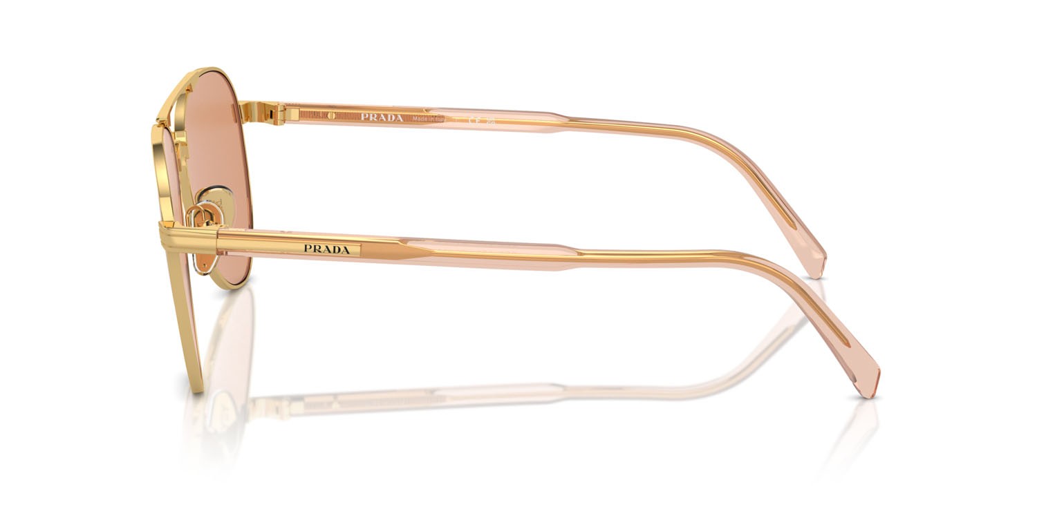Occhiali da sole Prada PR A58S (5AK07V) colore oro forma aviator lenti arancione