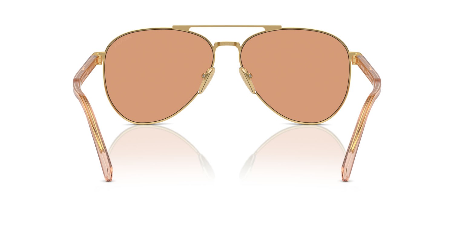 Occhiali da sole Prada PR A58S (5AK07V) colore oro forma aviator lenti arancione