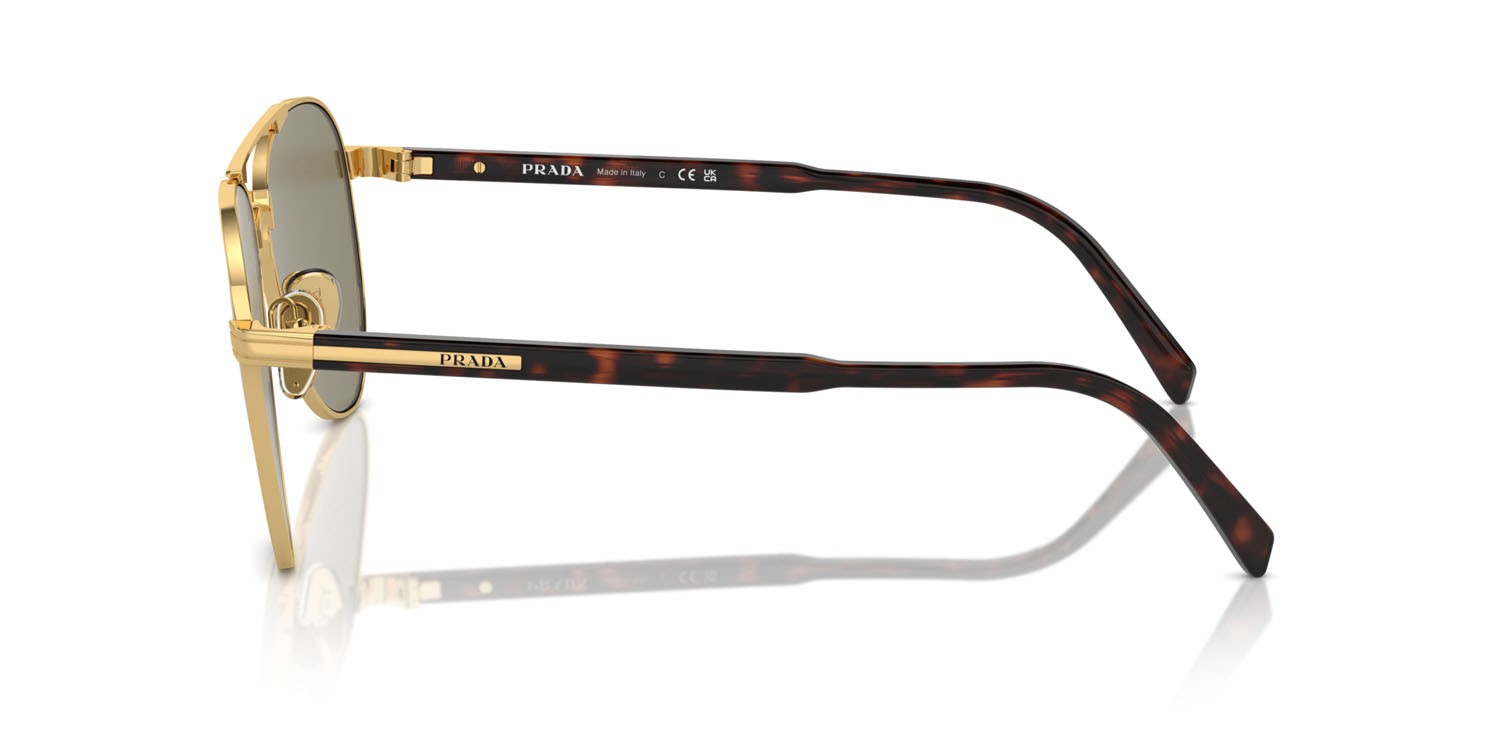 Occhiali da sole Prada PR A58S (5AK90F) colore oro forma aviator lenti marrone chiaro