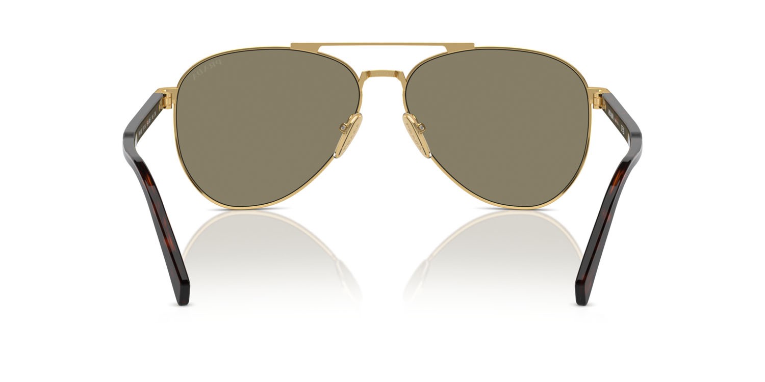 Occhiali da sole Prada PR A58S (5AK90F) colore oro forma aviator lenti marrone chiaro