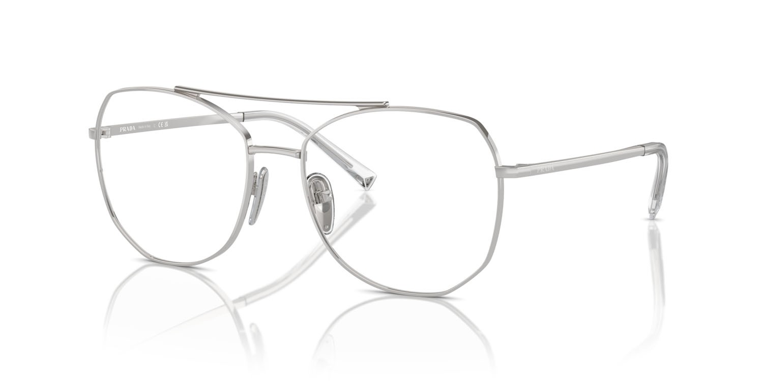 Eyeglasses Prada PR A58V (1BC1O1) color argento shape irregular lenses lente demo