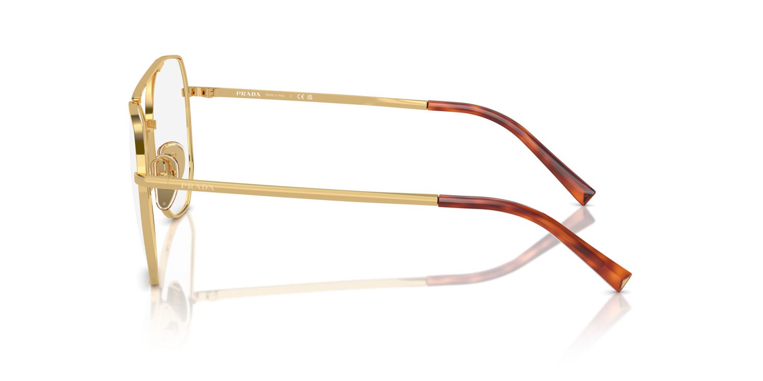 Eyeglasses Prada PR A58V (5AK1O1) color oro shape irregular lenses lente demo