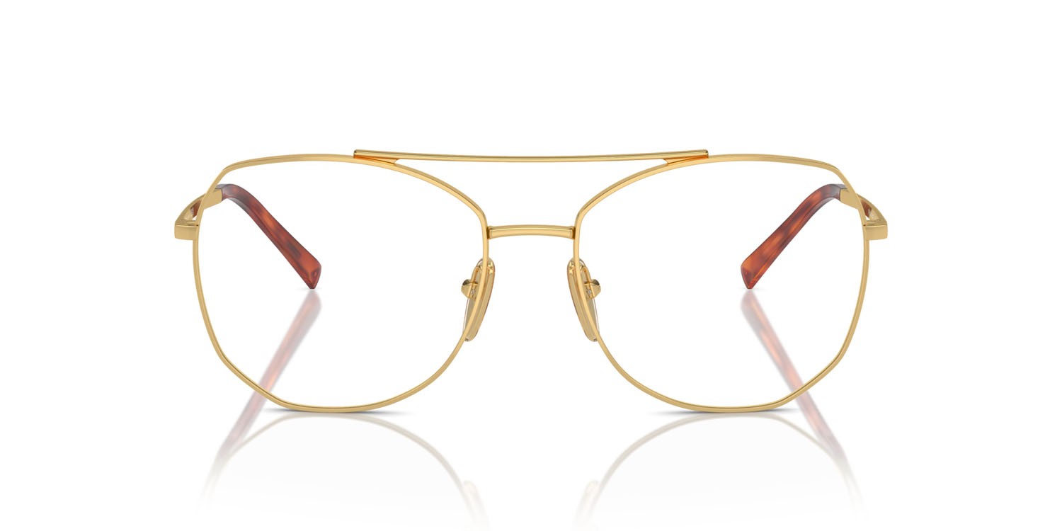 Eyeglasses Prada PR A58V (5AK1O1) color oro shape irregular lenses lente demo