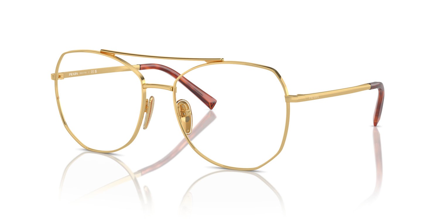 Eyeglasses Prada PR A58V (5AK1O1) color oro shape irregular lenses lente demo