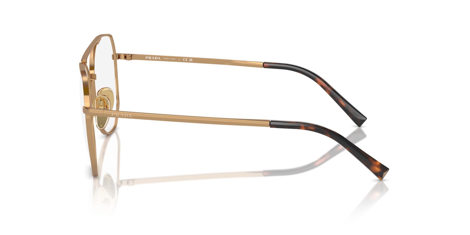 Eyeglasses Prada PR A58V (7OE1O1) color ottone shape irregular lenses lente demo