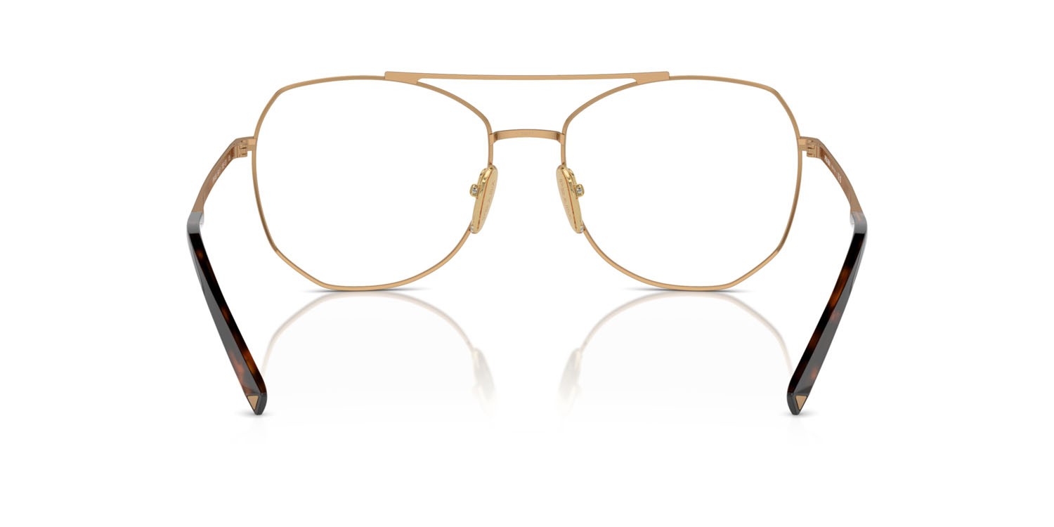 Eyeglasses Prada PR A58V (7OE1O1) color ottone shape irregular lenses lente demo