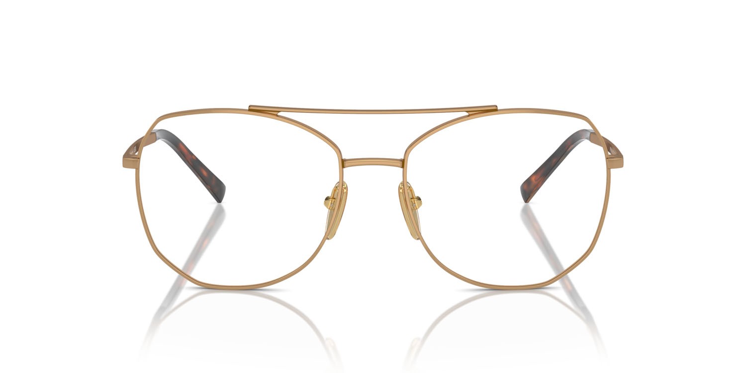 Eyeglasses Prada PR A58V (7OE1O1) color ottone shape irregular lenses lente demo