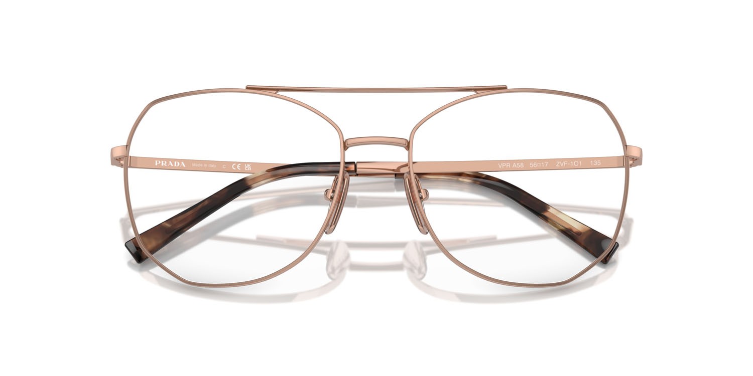 Eyeglasses Prada PR A58V (ZVF1O1) color oro rose shape irregular lenses lente demo