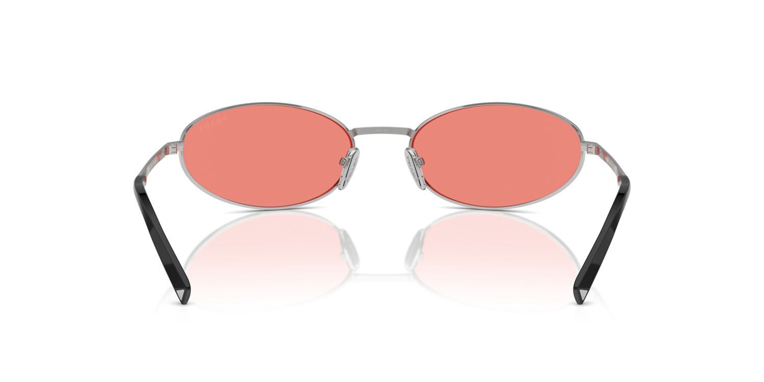 Sunglasses Prada PR A59S (1BC20B) color argento shape oval lenses rosa