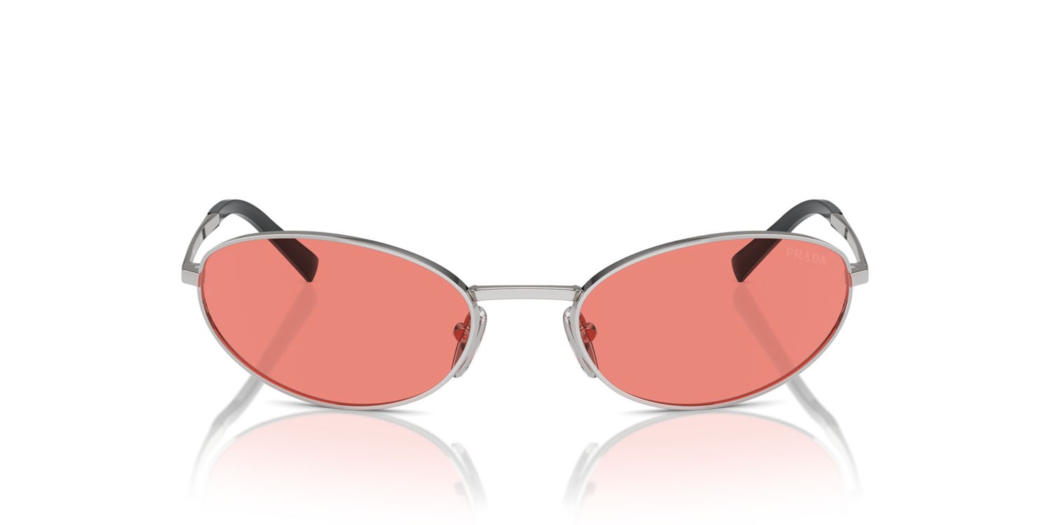 Sunglasses Prada PR A59S (1BC20B) color argento shape oval lenses rosa