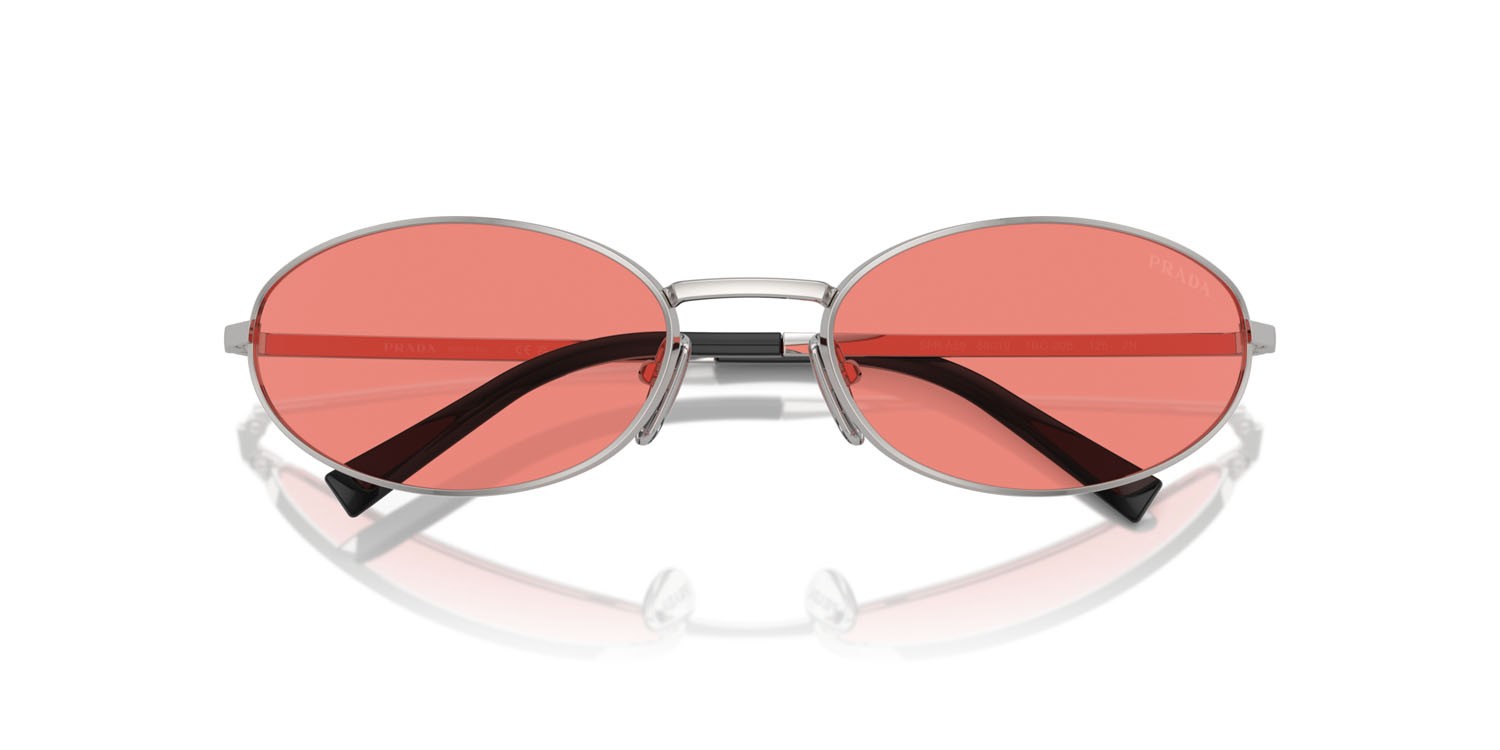 Sunglasses Prada PR A59S (1BC20B) color argento shape oval lenses rosa