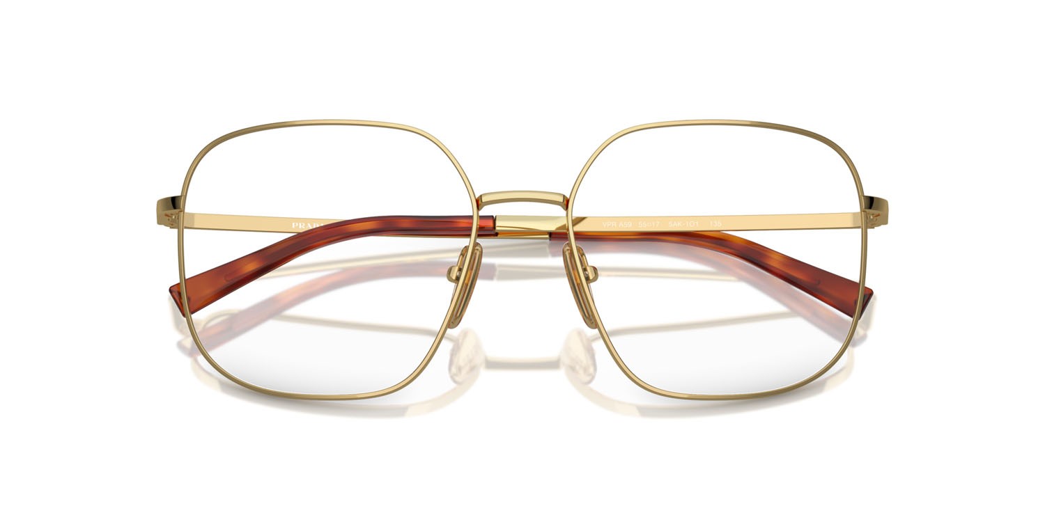 Eyeglasses Prada PR A59V (5AK1O1) color oro shape square lenses lente demo