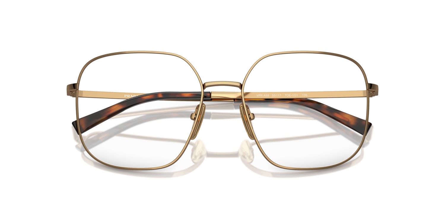 Eyeglasses Prada PR A59V (7OE1O1) color ottone shape square lenses lente demo