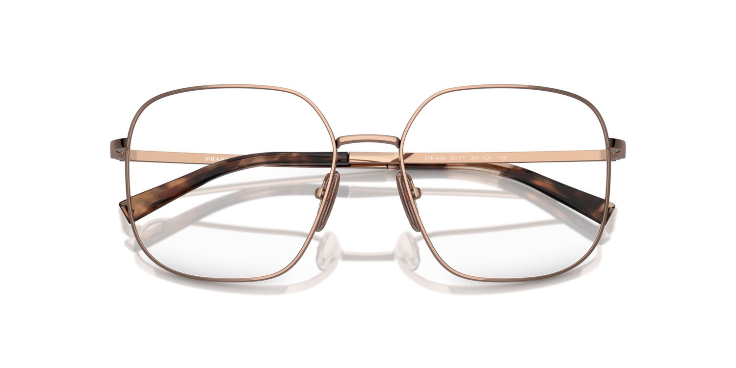 Eyeglasses Prada PR A59V (ZVF1O1) color oro rose shape square lenses lente demo