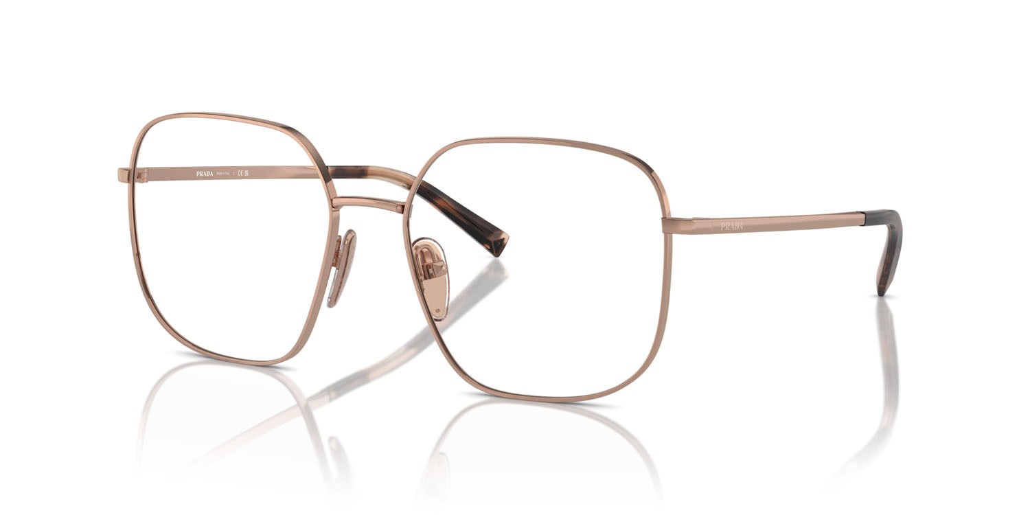 Eyeglasses Prada PR A59V (ZVF1O1) color oro rose shape square lenses lente demo