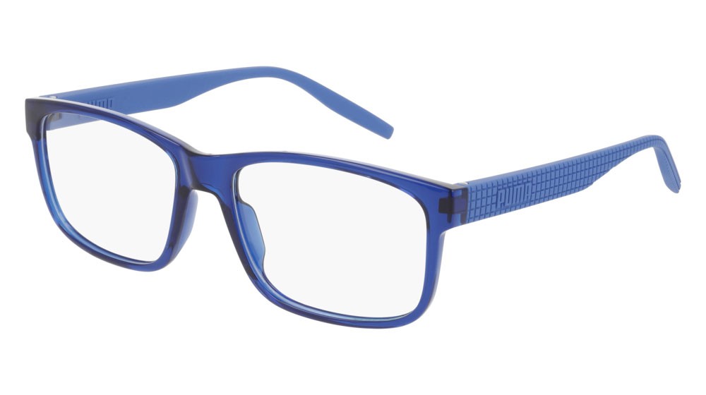 Brillen Puma Sportstyle PU0280O-002 farbe blue form rechteckig gläser transparent