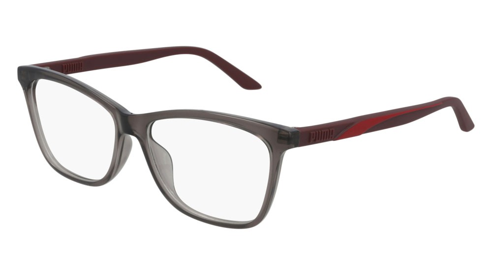 Eyeglasses Puma Sportstyle PU0335O-003 color burgundy shape cat eye lenses transparent