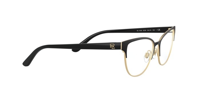 Occhiali da vista Ralph Lauren RL 5108 (9358) colore black on shiny gold forma farfalla lenti demo lens