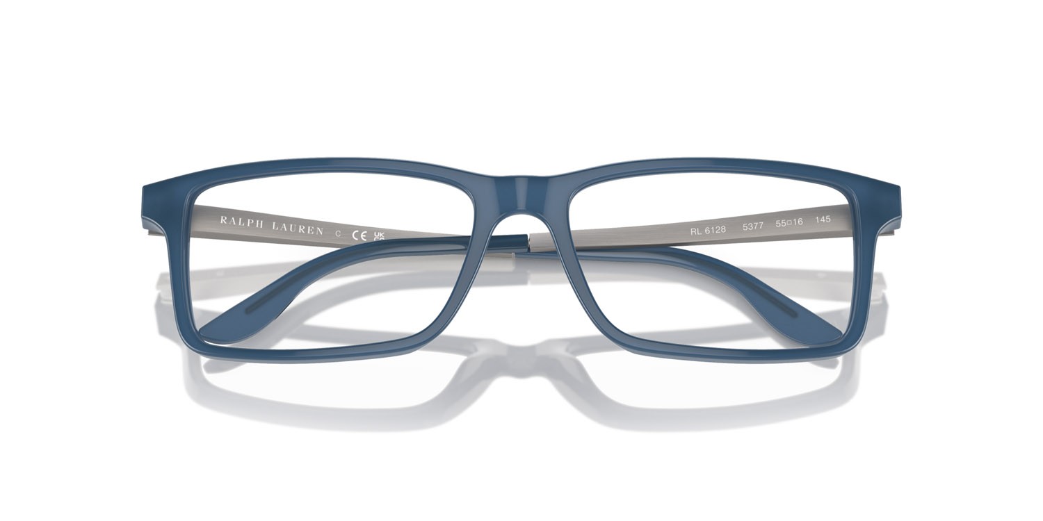 Eyeglasses Ralph Lauren RL 6128 (5377) color navy opaline blue shape rectangle lenses lente demo
