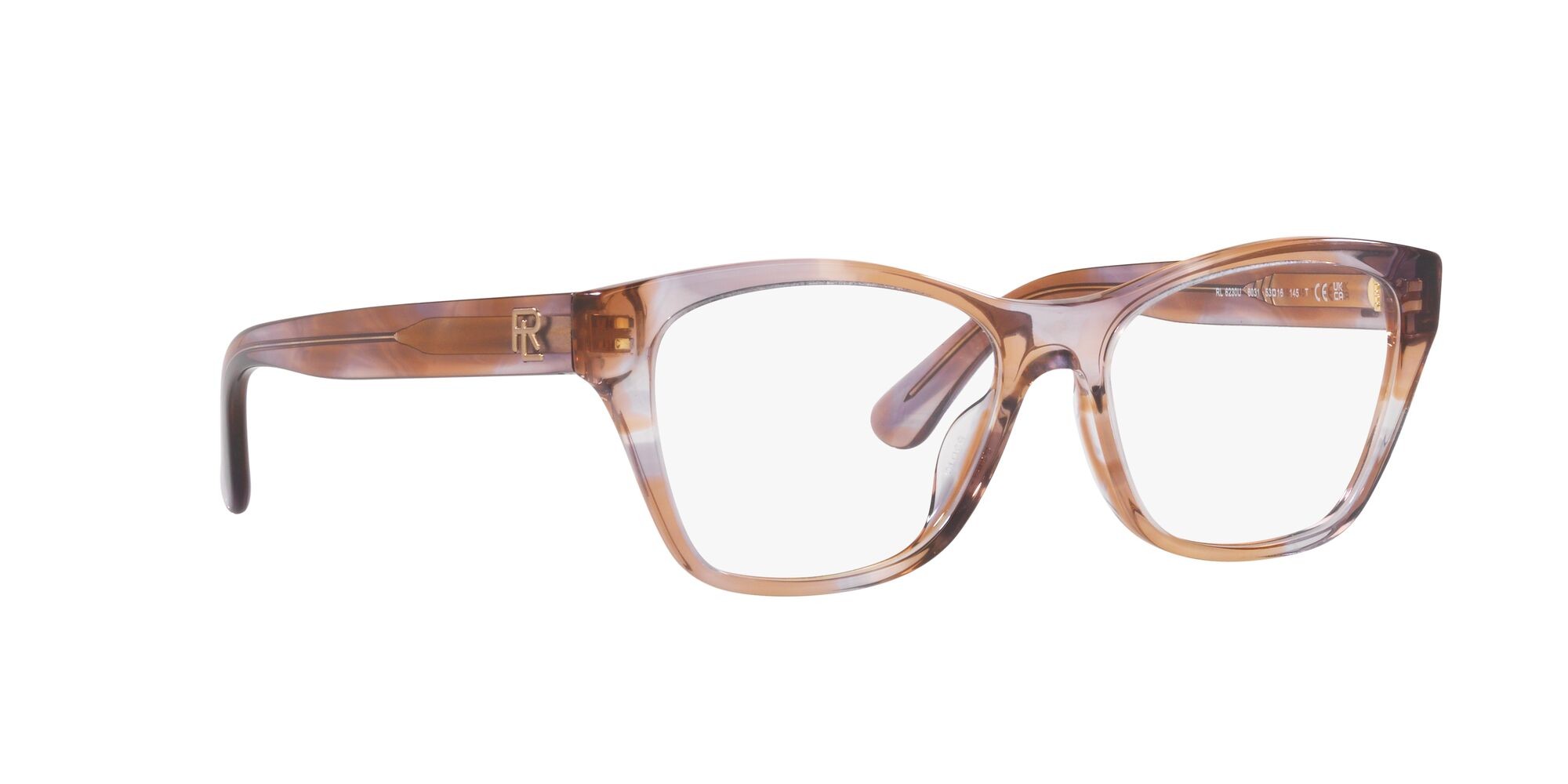 Eyeglasses Ralph Lauren RL 6230U (6031) color shiny violet brown havana shape rectangle lenses lente demo
