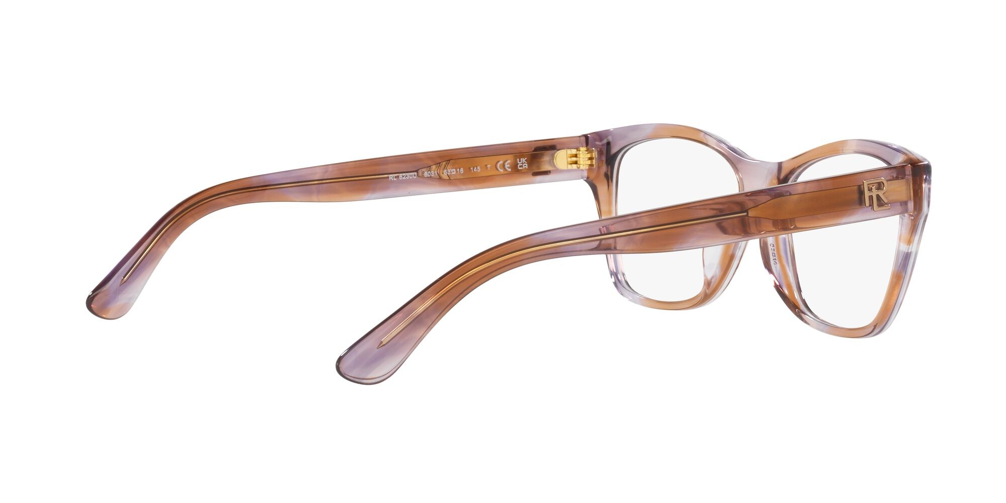 Eyeglasses Ralph Lauren RL 6230U (6031) color shiny violet brown havana shape rectangle lenses lente demo