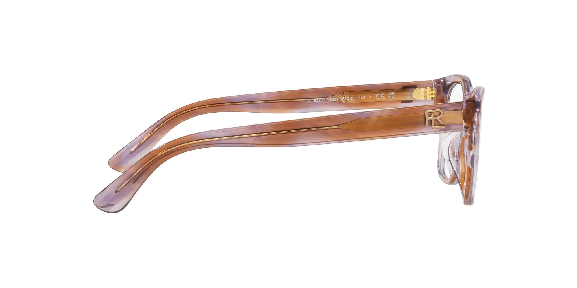 Eyeglasses Ralph Lauren RL 6230U (6031) color shiny violet brown havana shape rectangle lenses lente demo