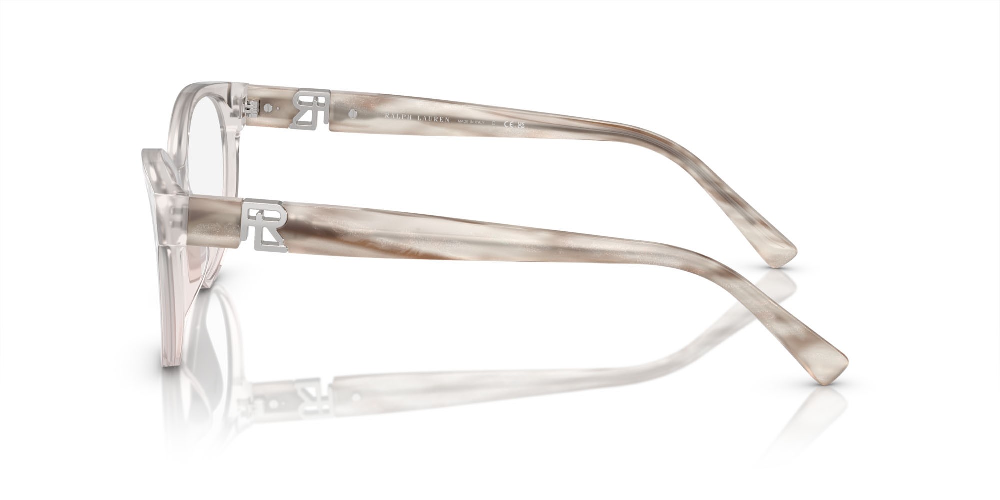 Eyeglasses Ralph Lauren RL 6238U (6112) color grigio trasparente shape cat eye lenses lente demo