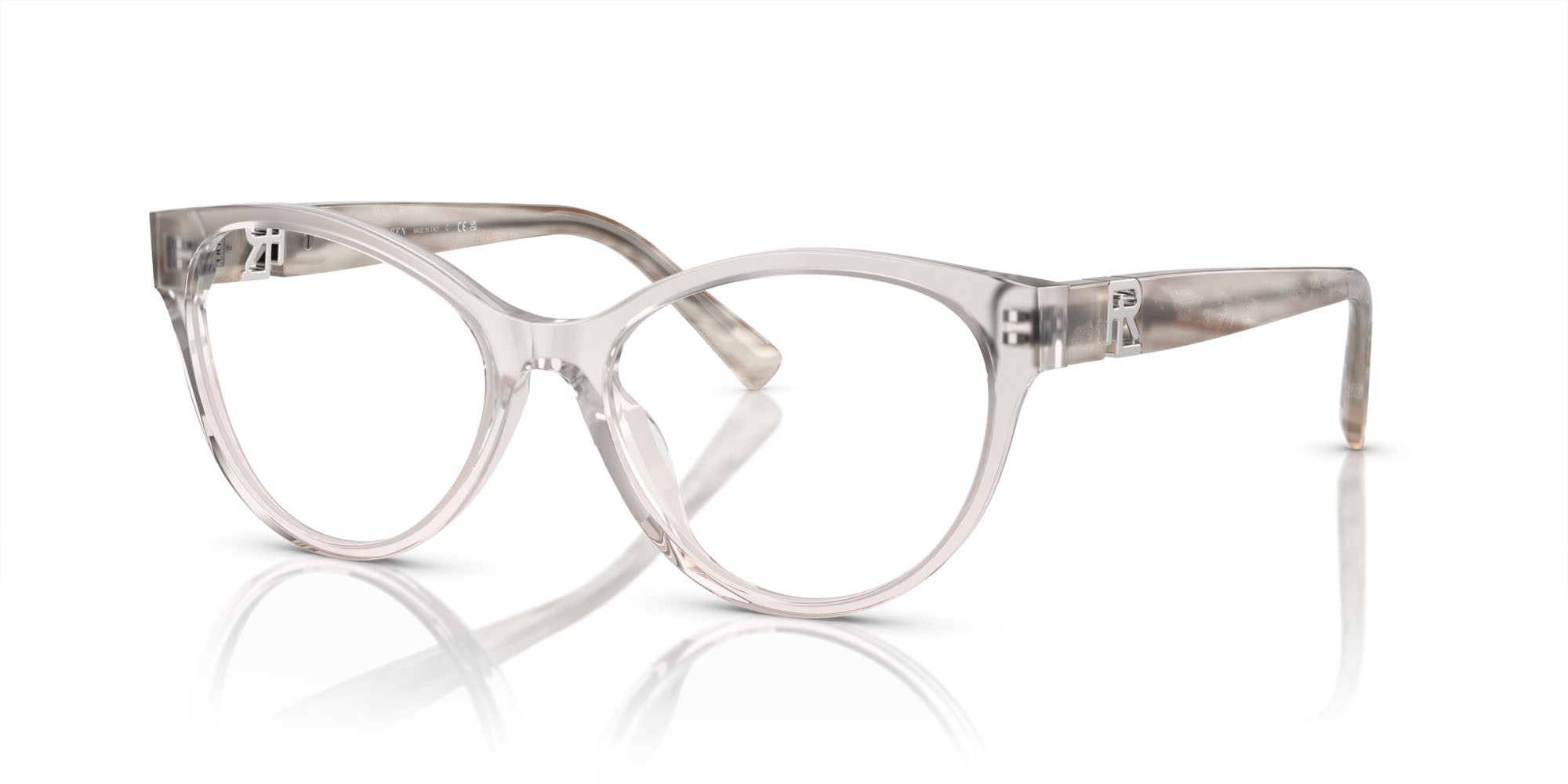 Eyeglasses Ralph Lauren RL 6238U (6112) color grigio trasparente shape cat eye lenses lente demo