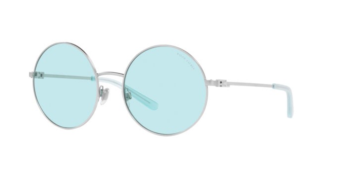 Sonnenbrillen Ralph Lauren RL 7072 (934113) farbe shiny sanded silver form rund gläser light turquoise