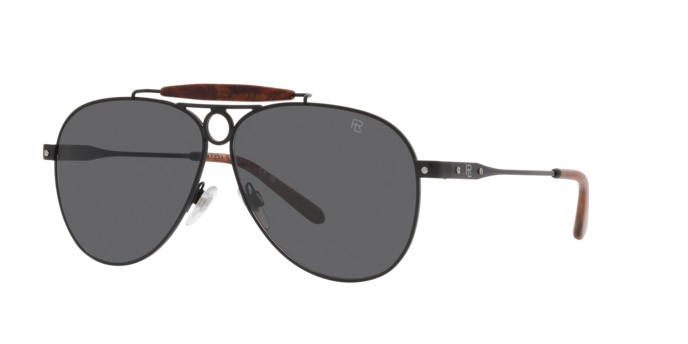 Sunglasses Ralph Lauren The Countryman RL 7078 (9304B1) color nero semiopaco shape aviator lenses grigio