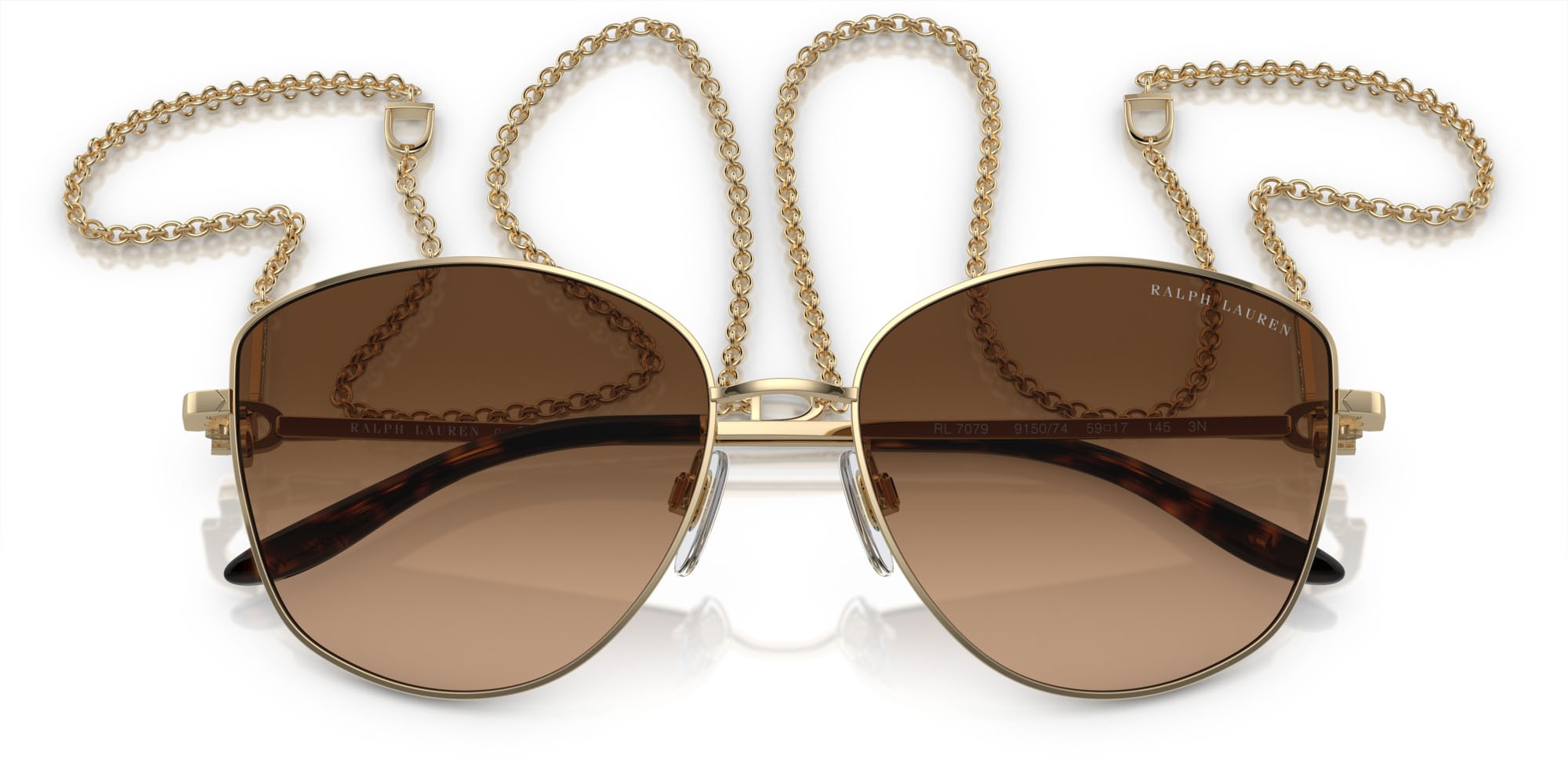 Sunglasses Ralph Lauren The Vivienne RL 7079 (915074) color oro pallido shape round lenses grigio talpa sfumato