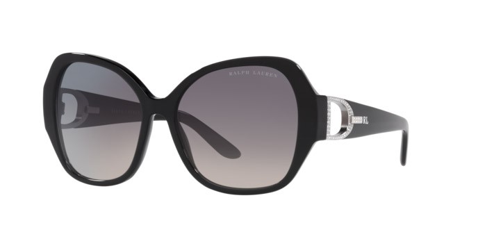 Sonnenbrillen Ralph Lauren RL 8202B (5001V6) farbe shiny black form schmetterling gläser gradient dark purple/gray
