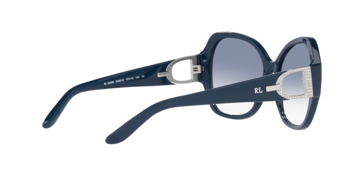 Sonnenbrillen Ralph Lauren RL 8202B (546519) farbe shiny navy blue form schmetterling gläser gradient blue/clear