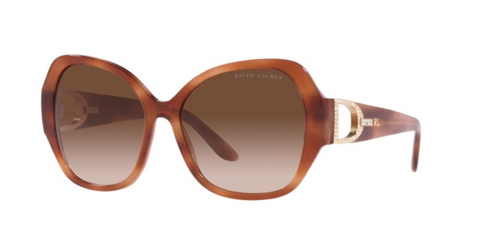 Occhiali da sole Ralph Lauren RL 8202B (602013) colore shiny havana homy forma farfalla lenti gradient brown