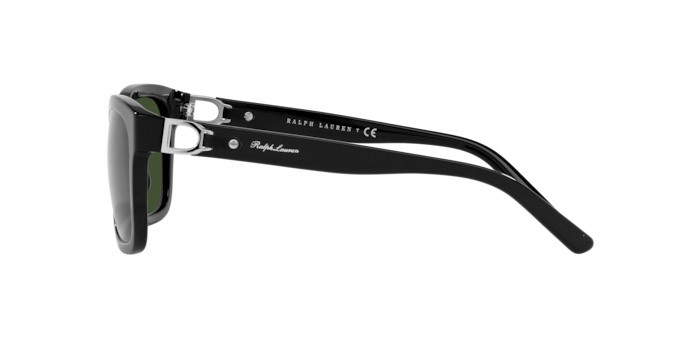 Sunglasses Ralph Lauren RL 8203QU (500171) color shiny black shape rectangle lenses dark green