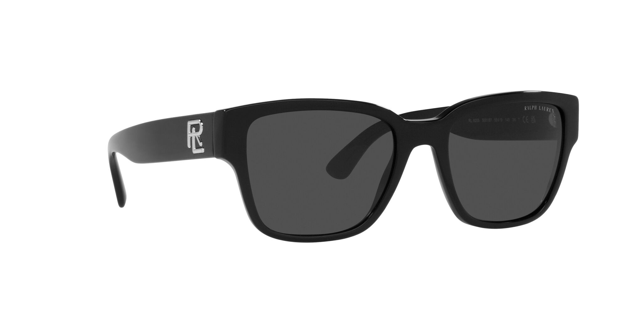 Occhiali da sole Ralph Lauren RL 8205 (500187) colore nero lucido forma quadrato lenti grigio scuro
