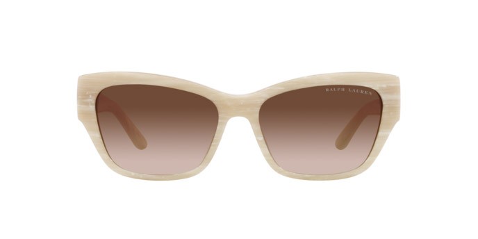 Sunglasses Ralph Lauren The Audrey RL 8206U (608413) color crema effetto corno shape butterfly lenses marrone sfumato